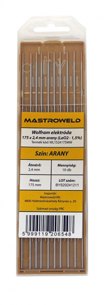 Wolfram elektróda 175 x 2,4 mm arany (LaO2 - 1,5%) MW 61212870.png