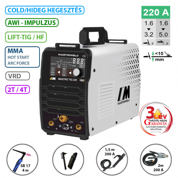 MASTRO TIG-220 DC LED hegesztő inverter (DC-AWI) 64962433.png
