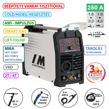 MASTRO TIG-250 DC COLD hegesztő inverter + varrat tisztító